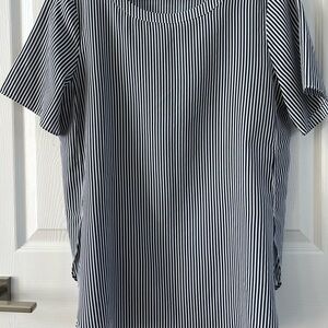 Banana Republic Navy and White Striped Blouse